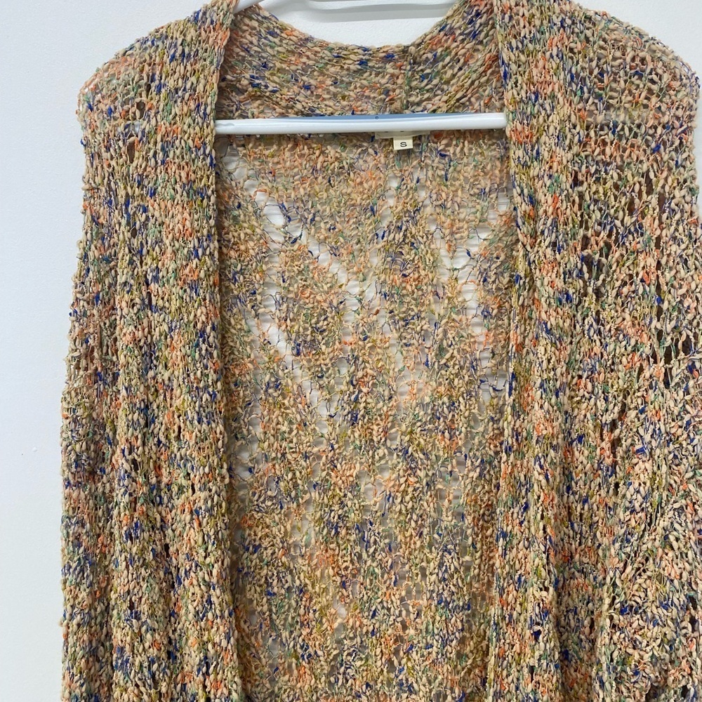 POL boutique multi color tan crochet cardigan - Picture 2 of 5